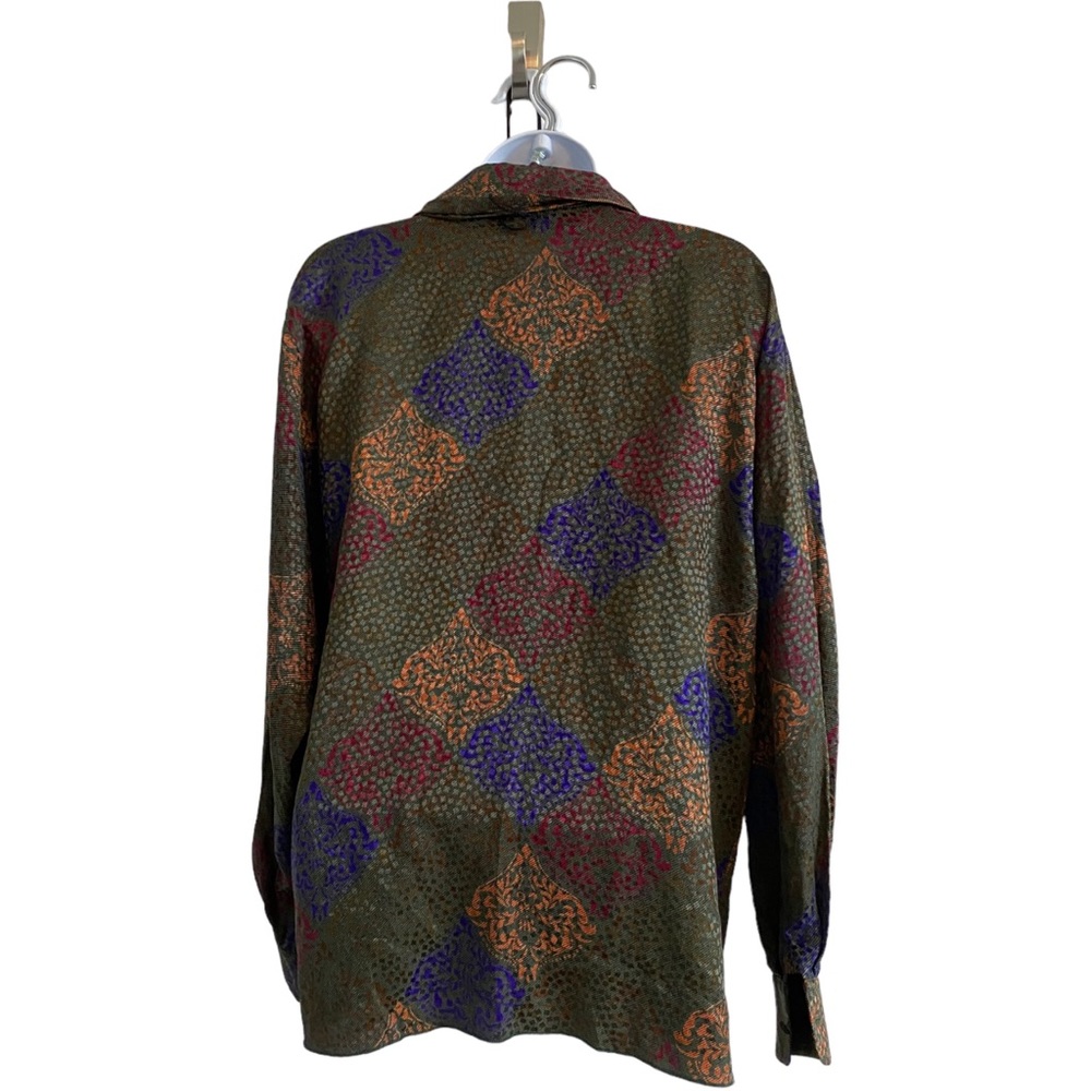 ST. JOHN 100% Silk Floral Print Long Sleeve Blouse Top Size 8 - Picture 3 of 5